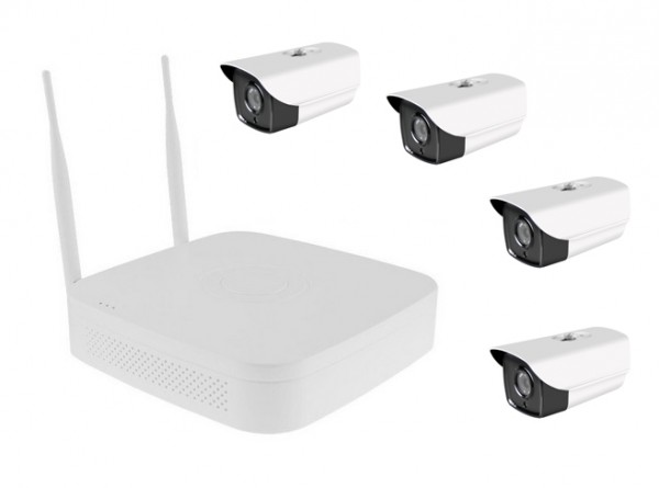4 Kanal Videoüberwachungsset mit starker Nachtsicht als Full HD Videoüberwachungsanlage