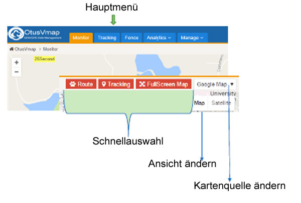 Übersicht GPS Tracker Onlineportal