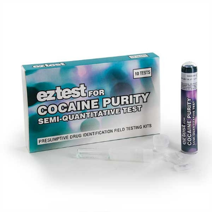 EZ-Testkits für Kokainreinheit, ermöglicht die Analyse eines verdächtigen Pulvers auf Kokain