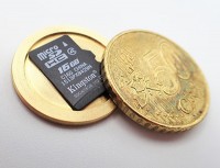 Hohlmünze - Transport- und Aufbewahrung für microSD Karte, Kryptowährungen Bitcoin, Privat Key, Seed