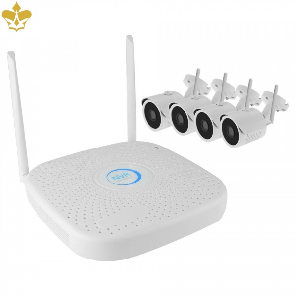 4 Kanal WLAN-Videoüberwachungsset mit hoher 4 Megapixel-Videoauflösung zum Outdoor-Einsatz