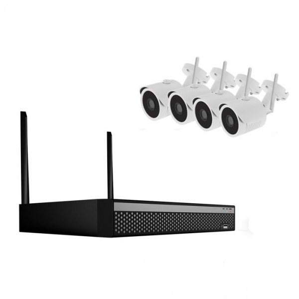 4 Kanal WLAN-Videoüberwachungsset mit hoher 4 Megapixel-Videoauflösung zum Outdoor-Einsatz