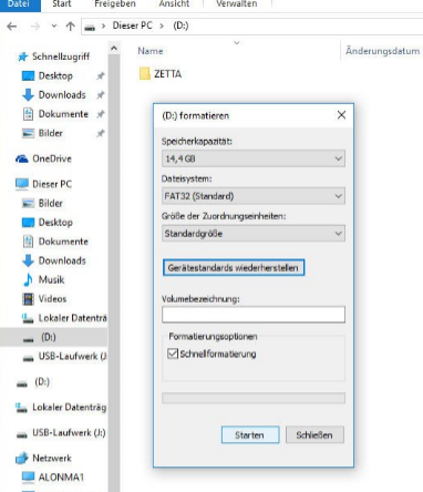 Laufwerk formatieren